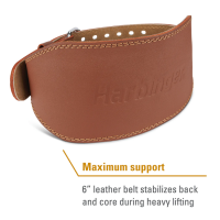 Harbinger Unisex Padded Leather Belt 6inch - Brown